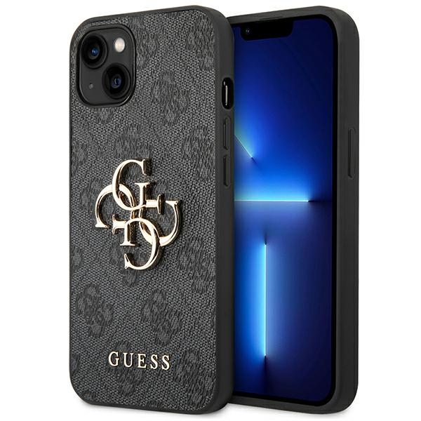 Guess 4G Big Metal Logo maciņš iPhone 14 / 15 Plus pelēks