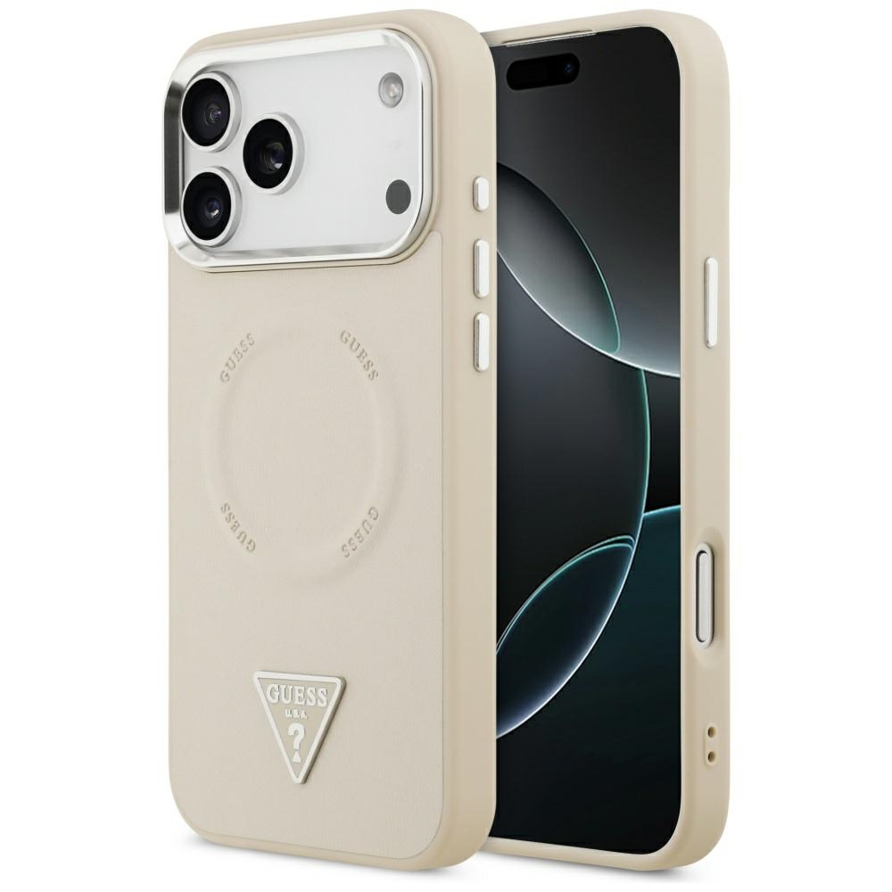 Guess Triangle Logo MagSafe Maciņš for iPhone 17 Pro - bēšs