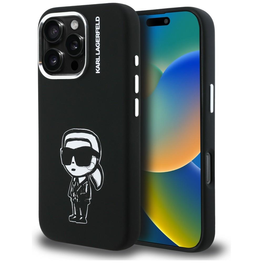Karl Lagerfeld Silikona Karl Sketch MagSafe Maciņš for iPhone 16 Pro - melns