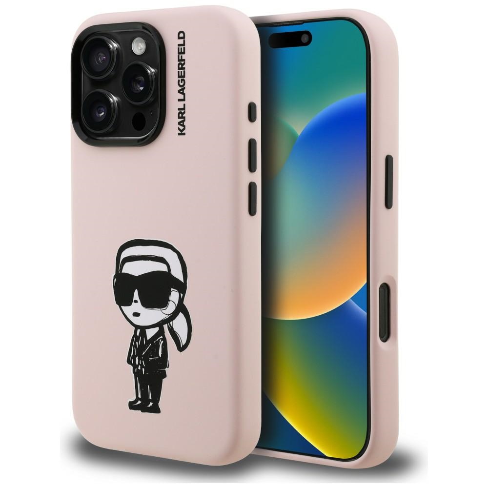 Karl Lagerfeld Silikona Karl Sketch MagSafe Maciņš for iPhone 16 Pro - rozā