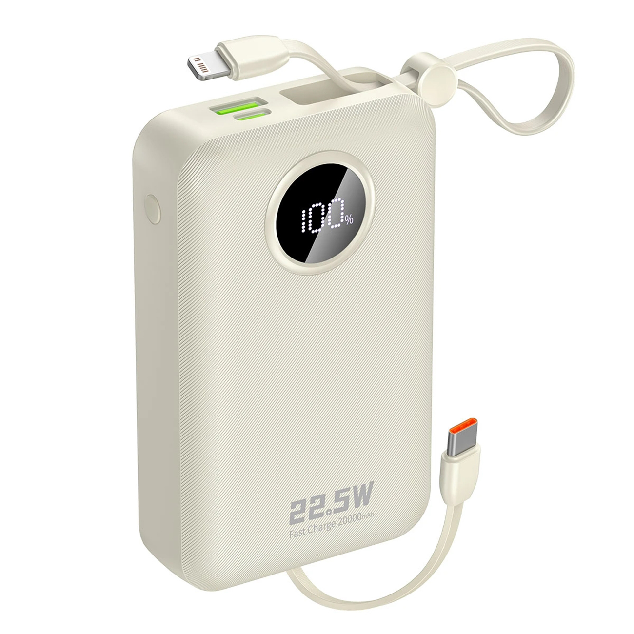 Dudao K14+ Powerbank 20000mAh 22.5W USB-C / USB-A / Built-in Lightning and USB-C Cables - balts