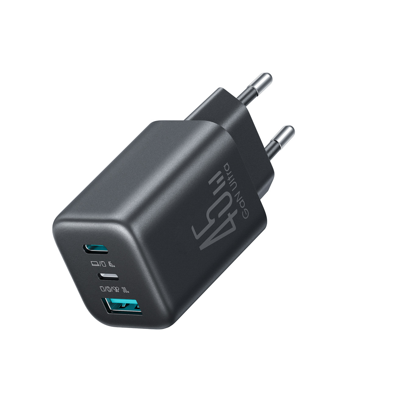 Joyroom JR-TO1 GaN 45W USB-C Lightning USB-A sienas lādētājs melns