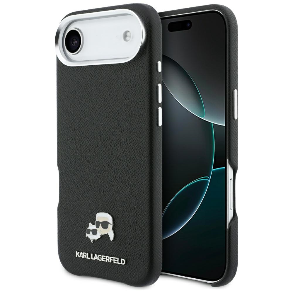 Karl Lagerfeld Karl & Choupette Head Pins Saffiano MagSafe Maciņš for iPhone Air - melns
