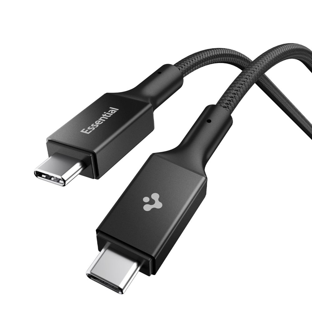 Spigen Essential EB10015CC USB-C / USB-C 100W 150 cm kabelis - melns
