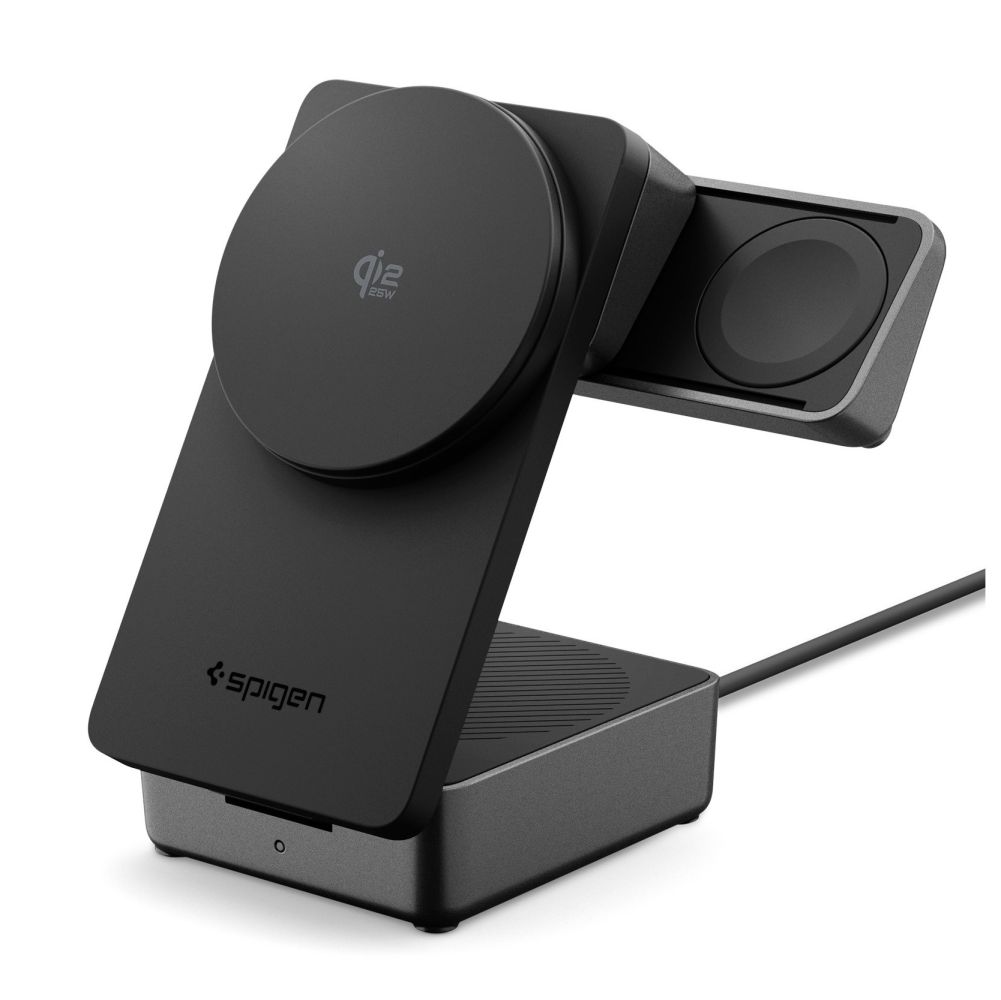 Spigen Essential Qi2.2 25W 3в1 MagSafe магнитное беспроводное Зарядное устройство чёрное