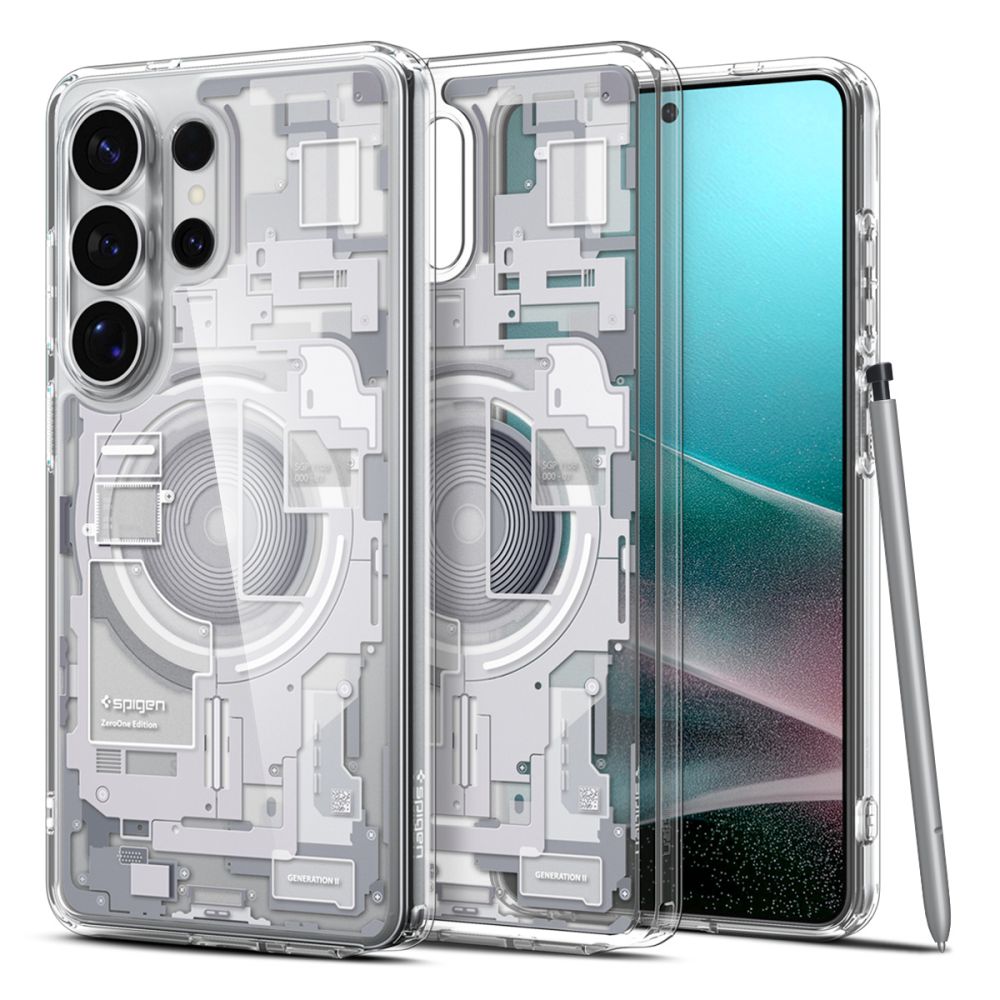 Spigen Ultra Hybrid Mag Zero One vāciņš ierīcei Samsung Galaxy S26 Ultra, ar MagSafe, caurspīdīgs un balts