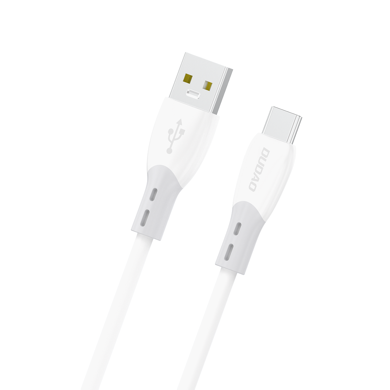 Dudao L25ST 5A USB-A - USB-C kabelis ar mīkstu silikona apvalku 1m - balts