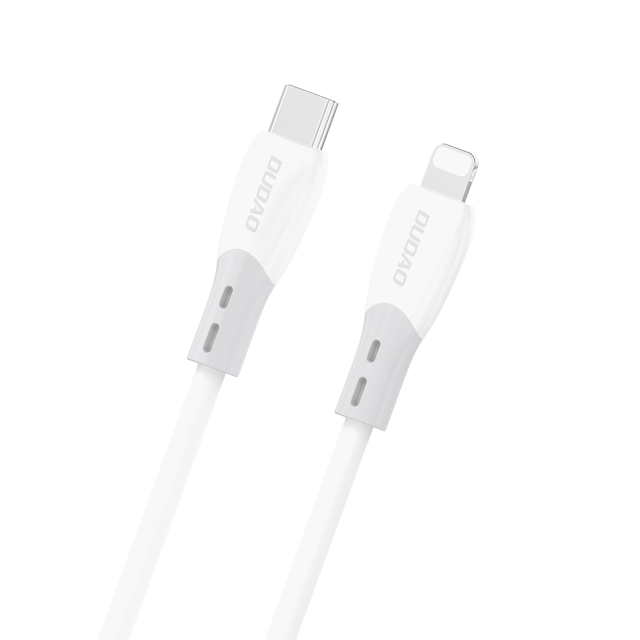 Dudao L25SX 30W USB-C - Lightning kabelis ar mīkstu silikona apvalku 1m - balts