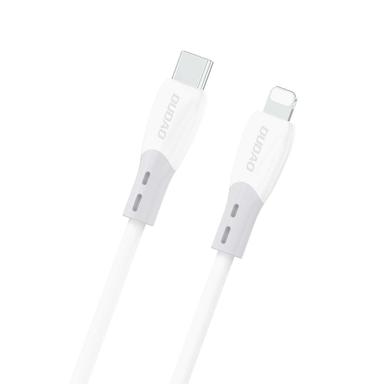 Dudao L25SX 30W USB-C - Lightning kabelis ar mīkstu silikona apvalku 2m - balts