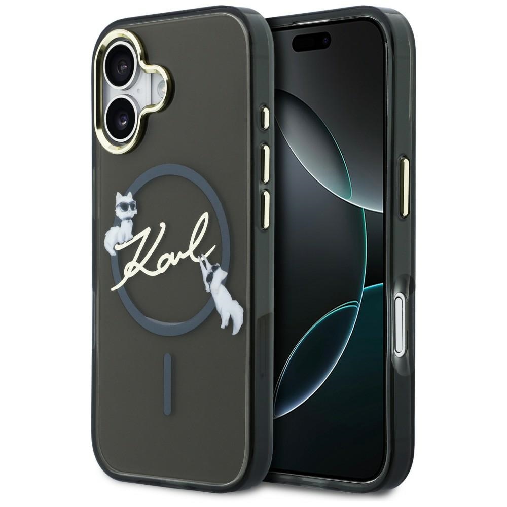 Karl Lagerfeld IML Choupettes Karl Script Logo MagSafe iPhone 17 Maciņš - melns