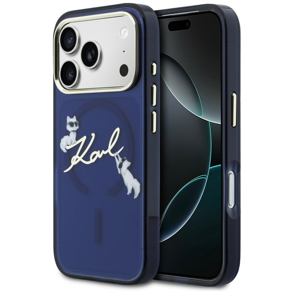 Karl Lagerfeld IML Choupettes Karl Script Logo MagSafe Maciņš for iPhone 17 Pro Max - zils