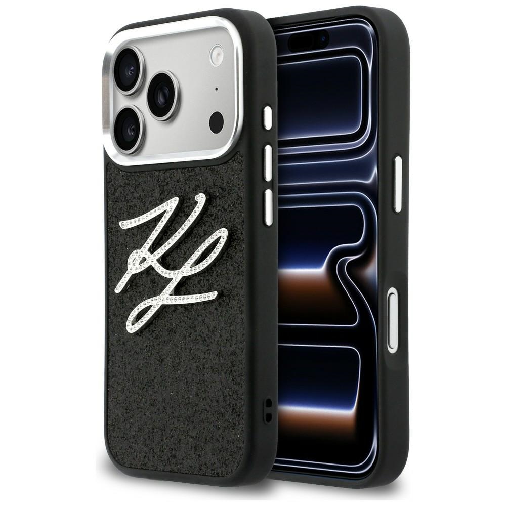 Karl Lagerfeld IML Glitter KL Diamond Logo чехол для iPhone 17 Pro чёрный