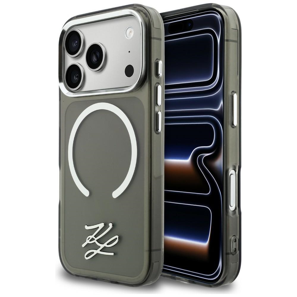 Karl Lagerfeld IML KL Script Logo MagSafe чехол для iPhone 17 Pro Max чёрный