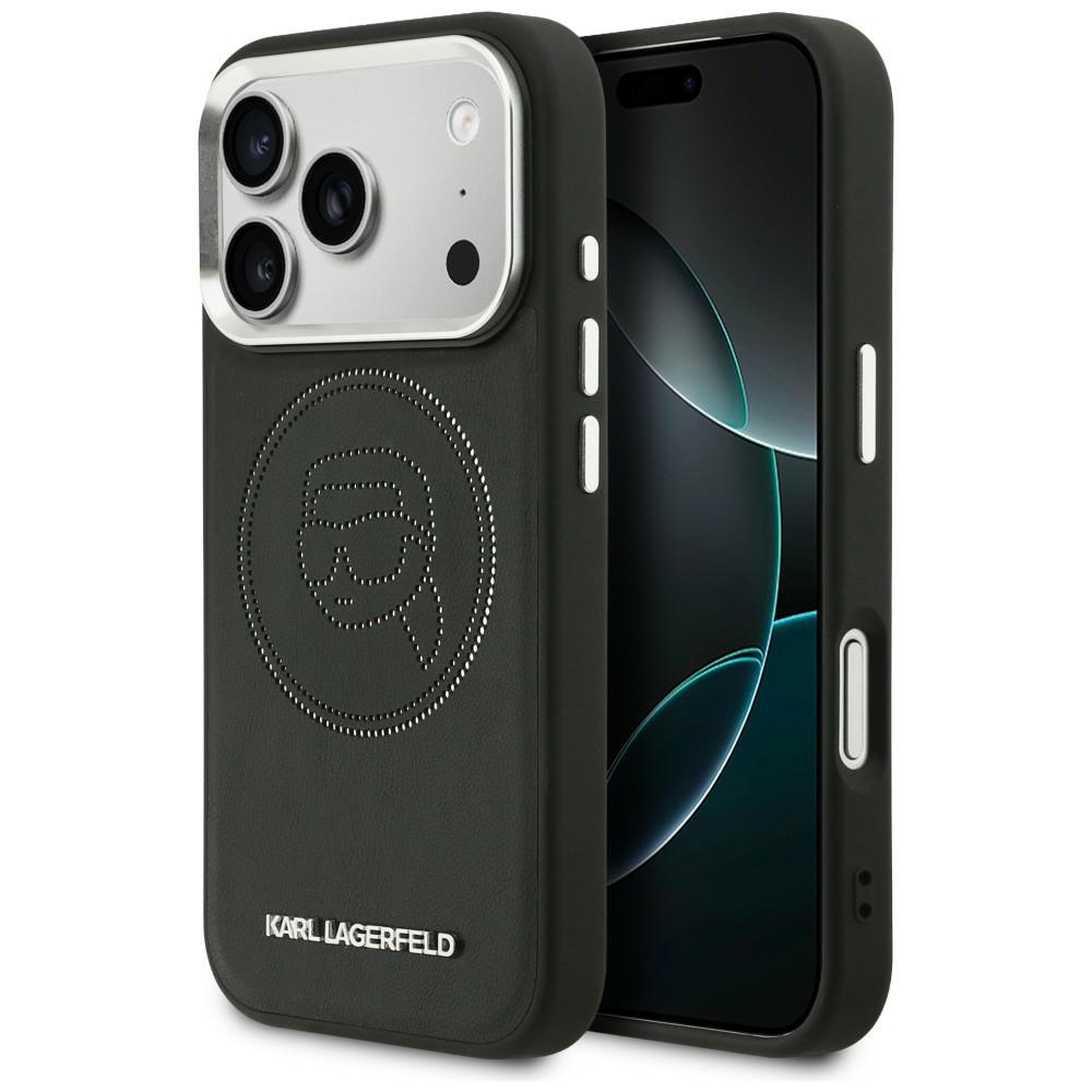 Karl Lagerfeld K Head Point Logo MagSafe чехол для iPhone 17 Pro чёрный