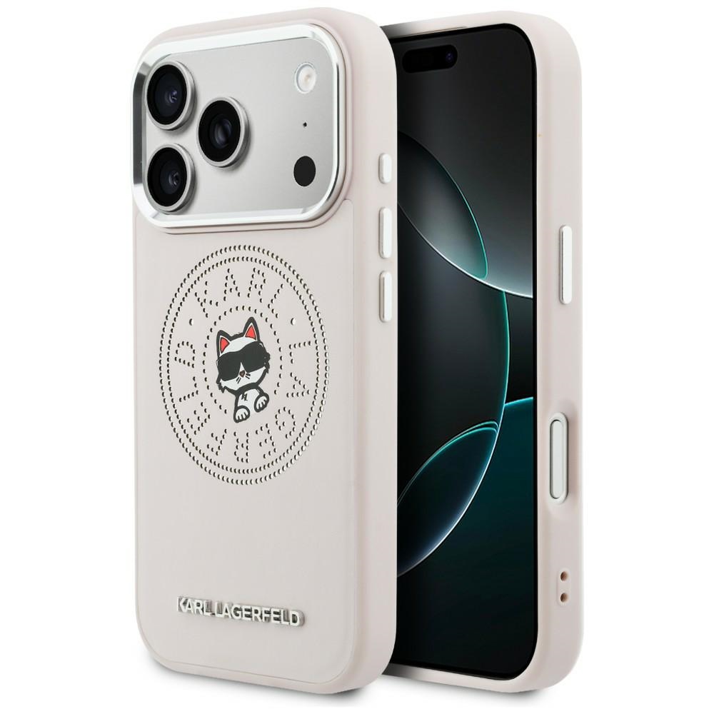Karl Lagerfeld Point & Choupette Sketch MagSafe Maciņš for iPhone 17 Pro Max - rozā