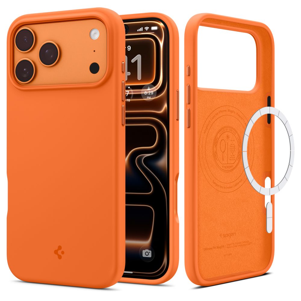 Spigen Silicone Fit Mag MagSafe чехол iPhone 17 Pro Max - оранжевый