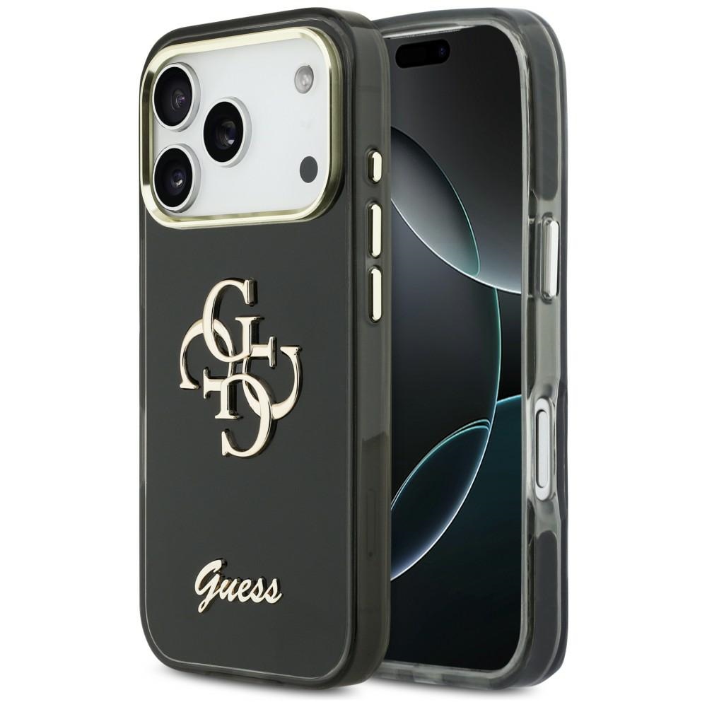 Guess IML 4G Script Metal maciņš for iPhone 17 Pro Max - melns
