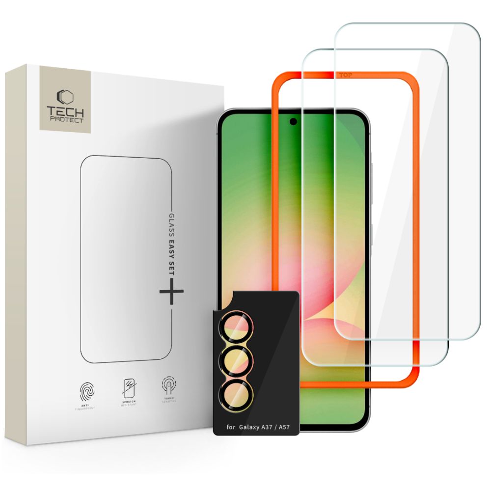 Tech-Protect Easy Set+ 3 gab. rūdīts stikls priekš Samsung Galaxy A37 5G