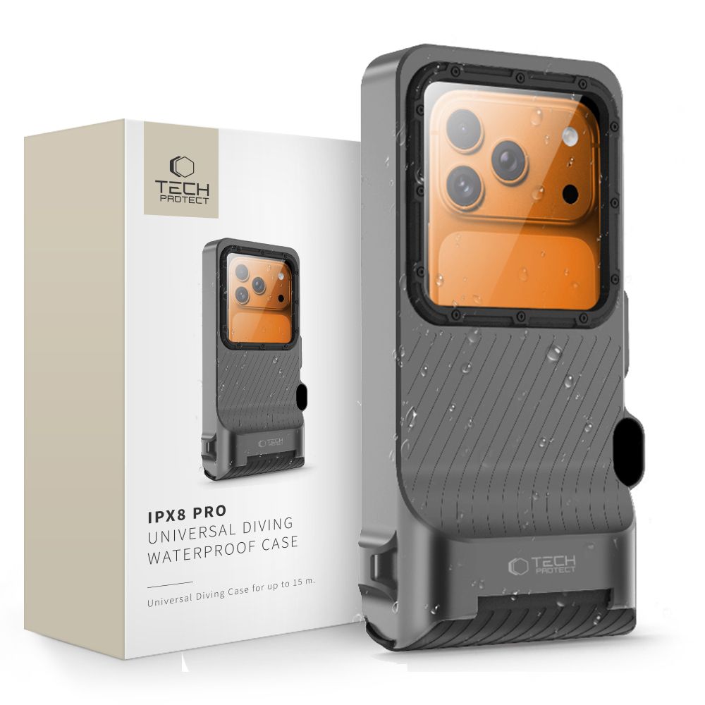 Tech-Protect IPX8 Pro Waterproof Phone Maciņš - pelēks and melns