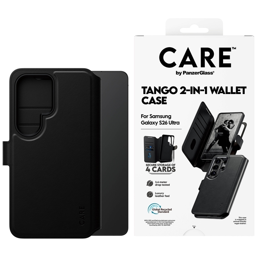 CARE by PanzerGlass Tango 2in1 Wallet maciņš Samsung Galaxy S26 Ultra - melns