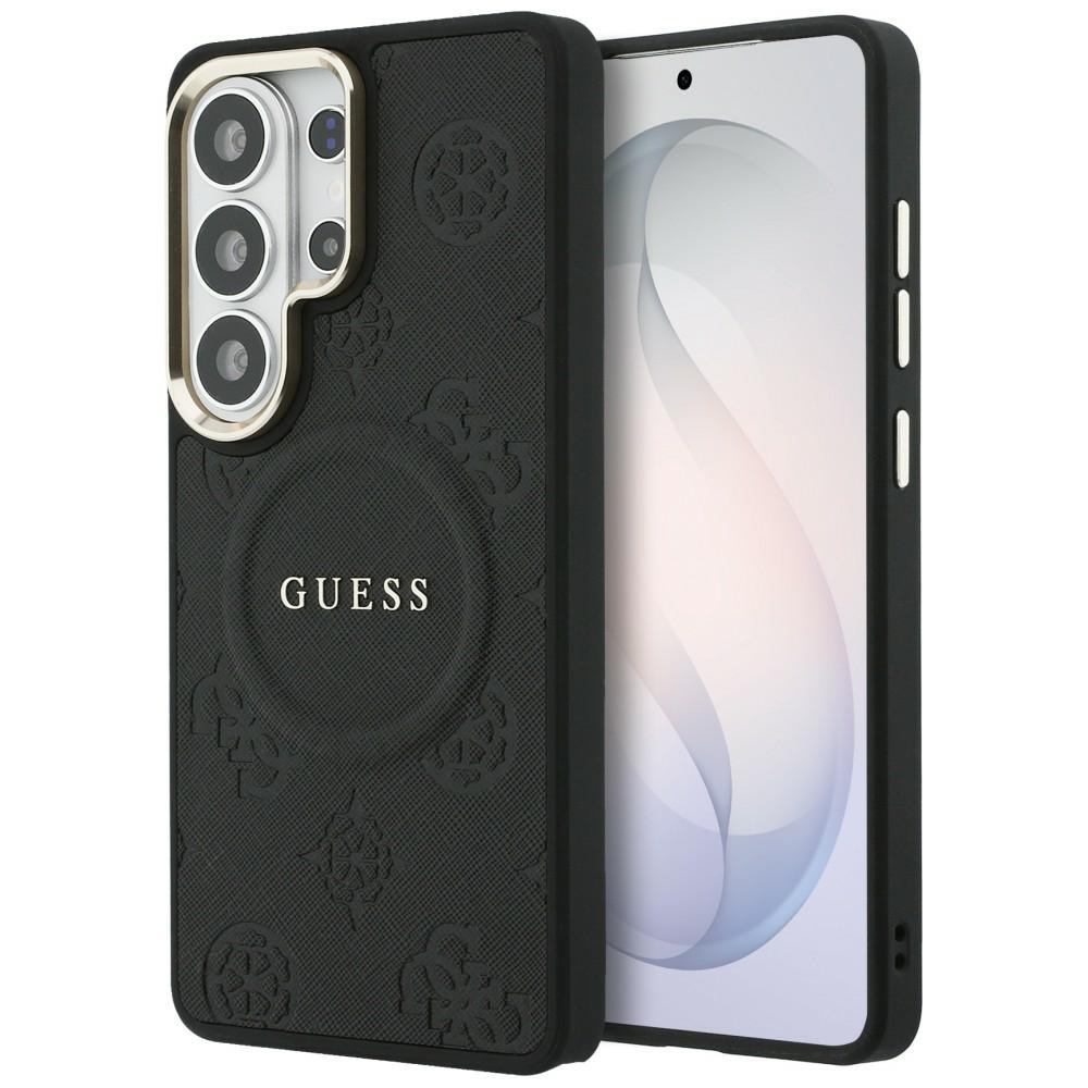 Guess Saffiano Peony Embossed Ring MagSafe maciņš Samsung Galaxy S26 Ultra melns