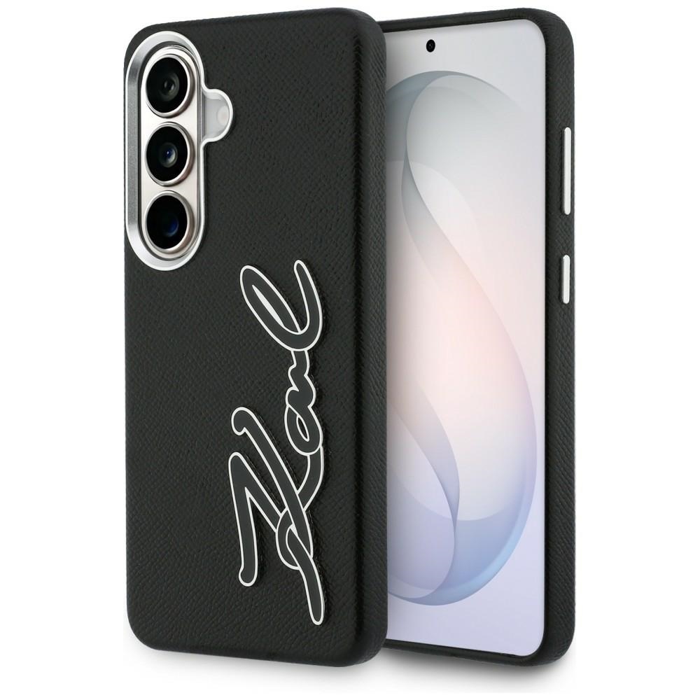 Karl Lagerfeld Grained Signature Metal Resin Logo maciņš Samsung Galaxy S26 melns
