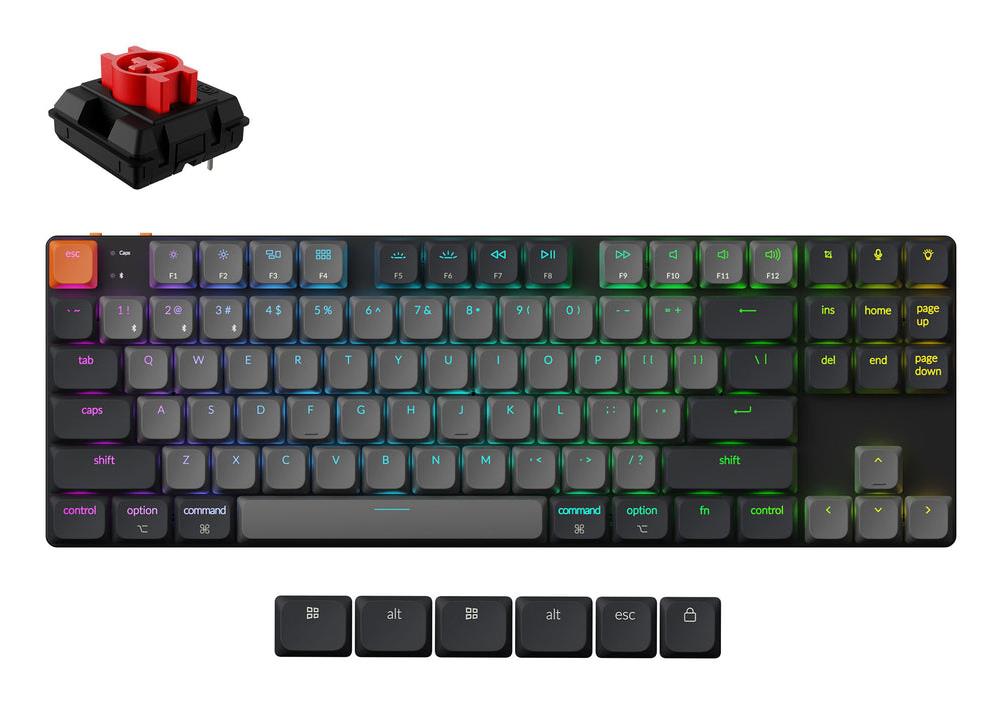 Bezvadu tastatūra KEYCHRON K1 RGB melns K1X-B1