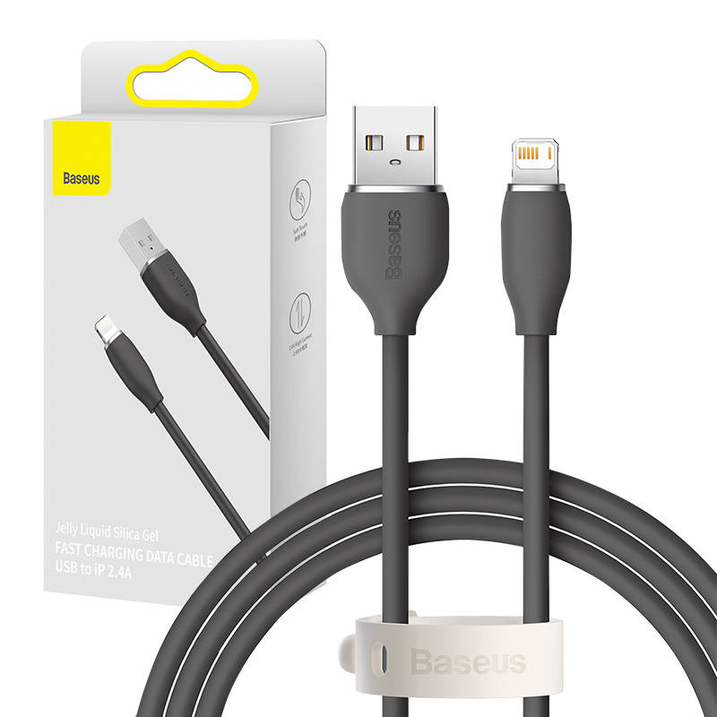 Baseus Jelly kabelis USB uz Lightning, 2,4A, 1,2m (melns)