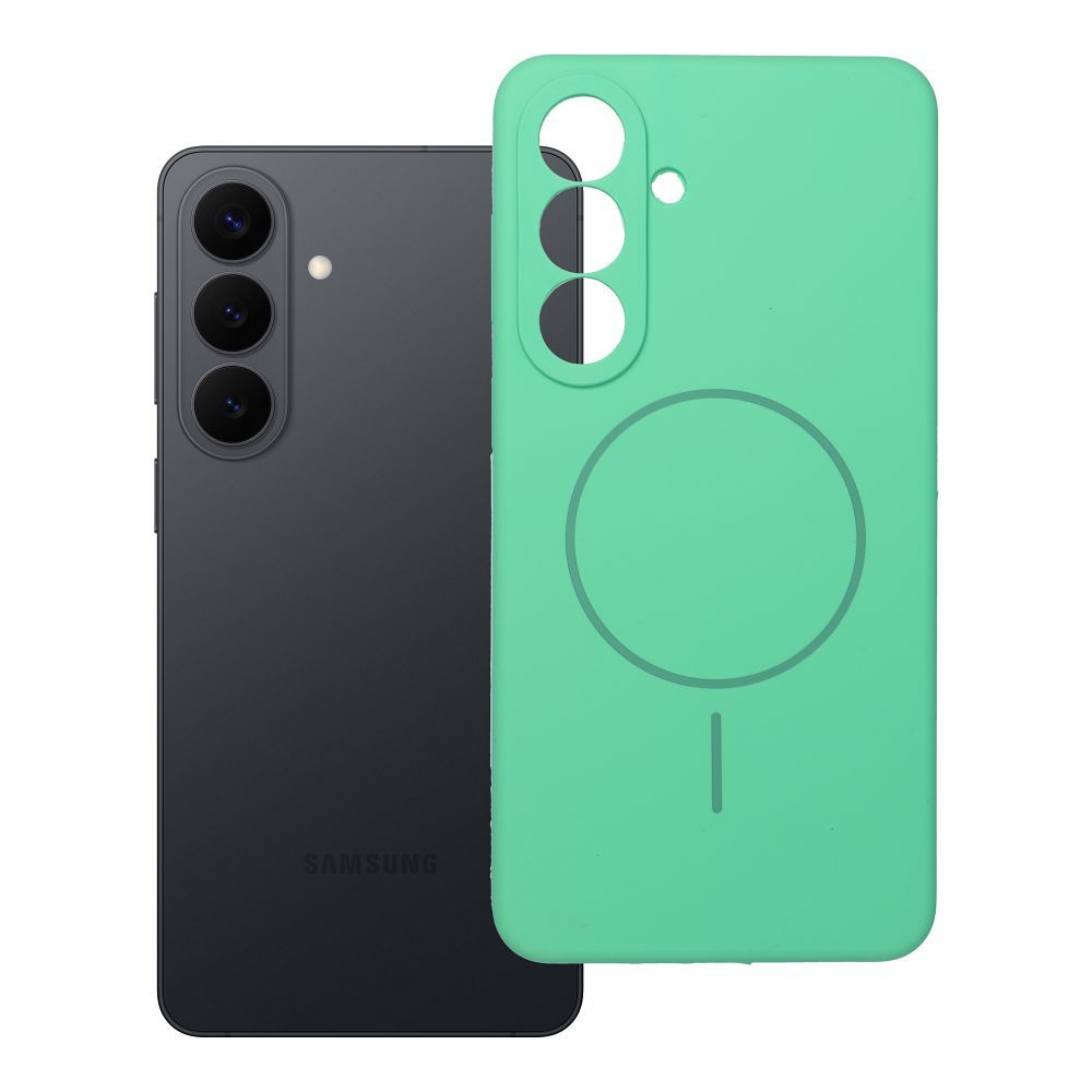 Silikona 2mm viedtālruņa apvalks SAMSUNG S26 Plus, saderīgs ar MagSafe, piparmētru krāsā