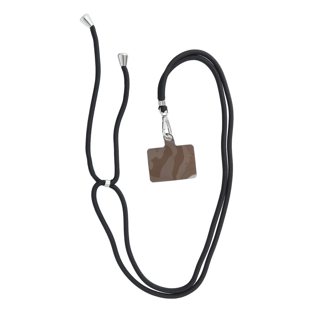 SWING (6mm) tālruņa siksniņa, tālruņa piekariņš ar regulējamu garumu / auklas garums 165 cm (maks. 82,5 cm cilpā) / uz pleca vai kakla – melns