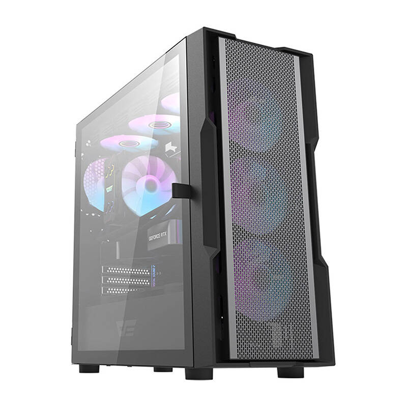 Darkflash DK431 Mesh datora korpuss (melns) + 4 ARGB ventilatori