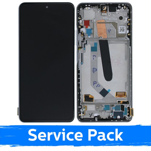 LCD ekrāns Xiaomi Poco F3 (Mi 11X / Mi 11i) ar rāmi / arktiski balts / (Service Pack)