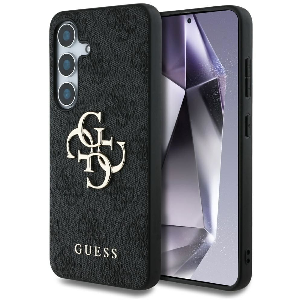 Guess liels 4G logotipa viedtālruņa apvalks Samsung Galaxy S25 melns
