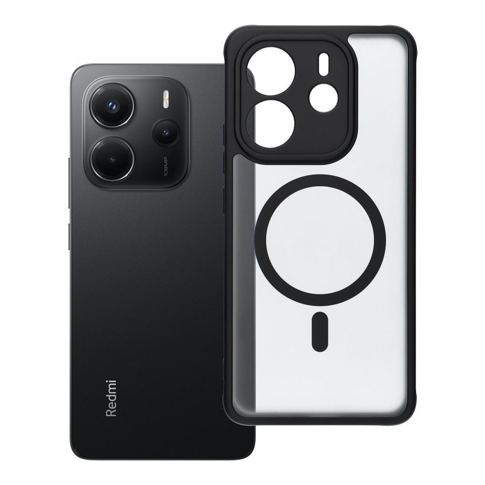 FULL MATTE MAG COVER viedtālruņa apvalks saderīgs ar MagSafe Xiaomi Redmi Note 14 4G melna