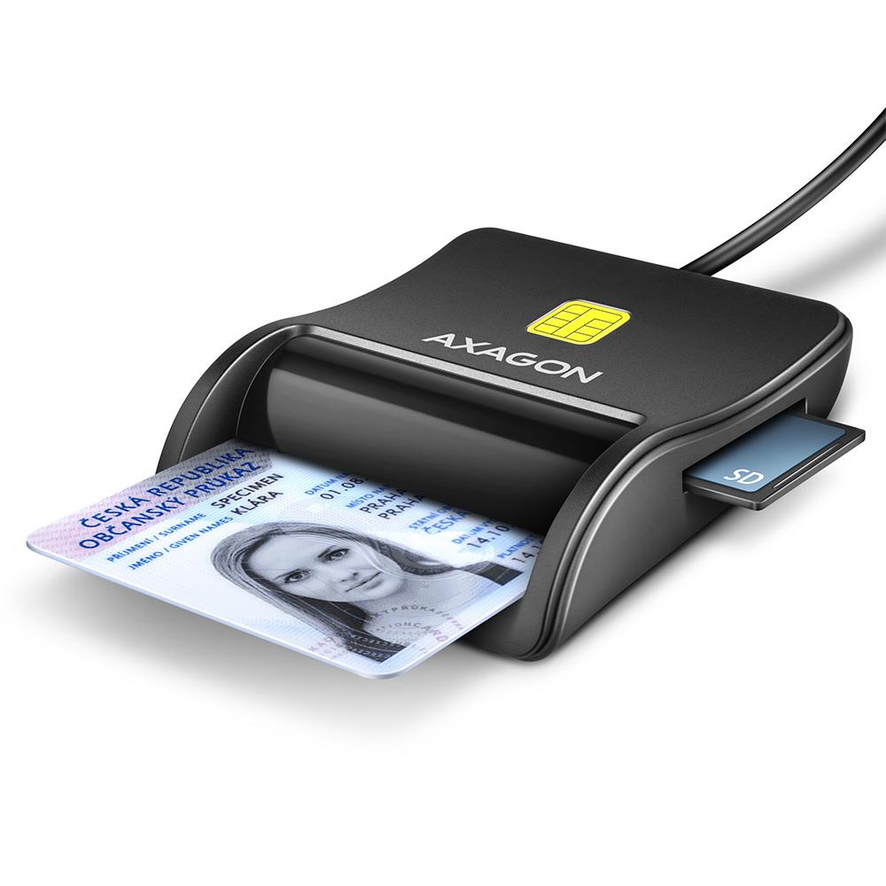 KARŠU LASĪTĀJS PLAKANS SMARTCARD 4SL/USB2.0 1.3M CRE-SM3SD AXAGON