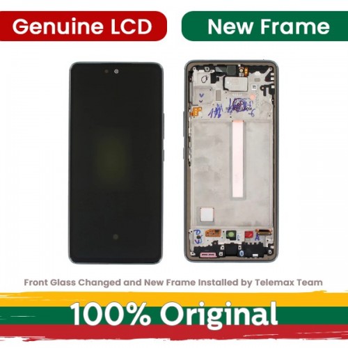 LCD Display Compatible With Samsung A536 A53 5G with Frame / Blue / (Renewed: Telemax)