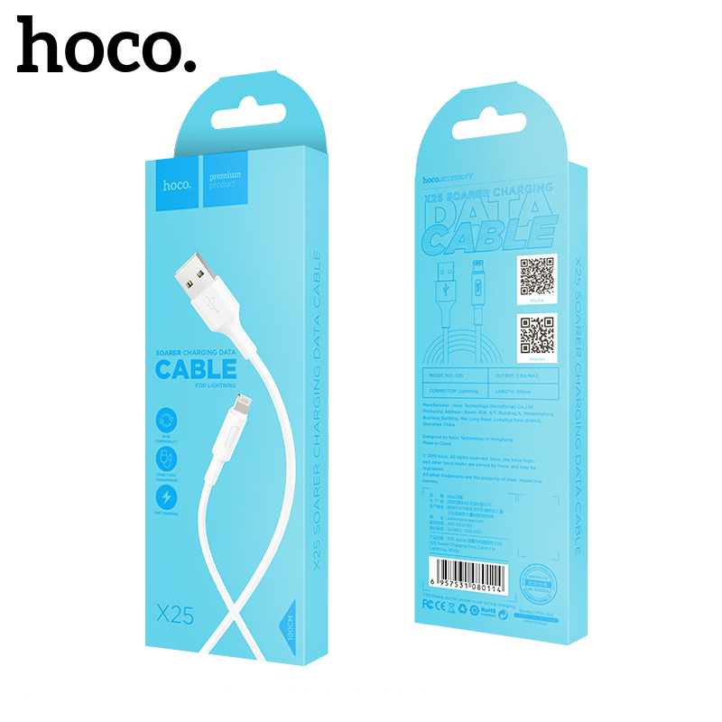 USB cable Hoco X25 Lightning 1.0m white