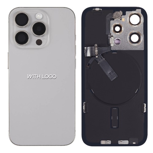 Back Cover Compatible With iPhone 15 Pro / Natural Titanium / (All parts included) / OEM
