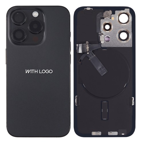 Back Cover Compatible With iPhone 15 Pro Max / Black Titanium / (All parts included) / OEM