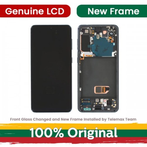 LCD Display Compatible With Samsung G991 S21 with Frame / Phantom Gray / (Renewed: Telemax)