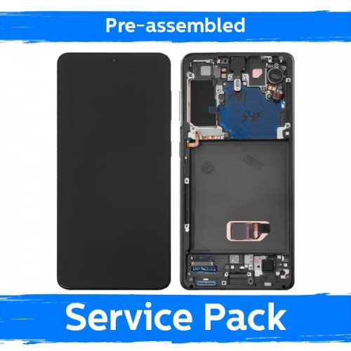 LCD Display Compatible With Samsung G991 S21 With Frame / Phantom Gray / (Pre-assembled Service Pack)