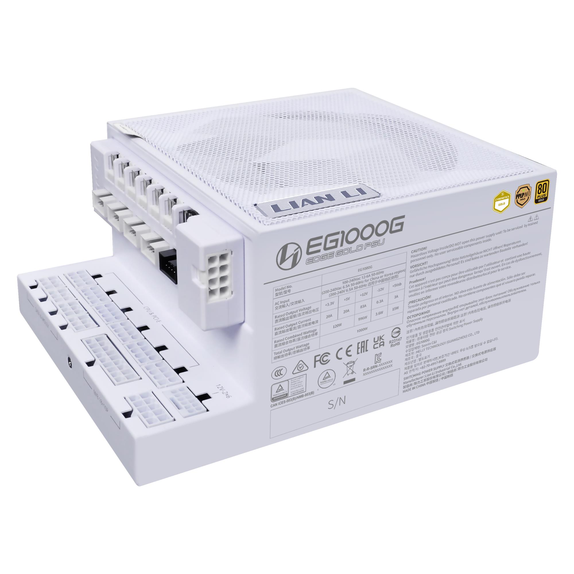 Lian Li Edge Gold 1000W barošanas bloks 80+ Gold balts