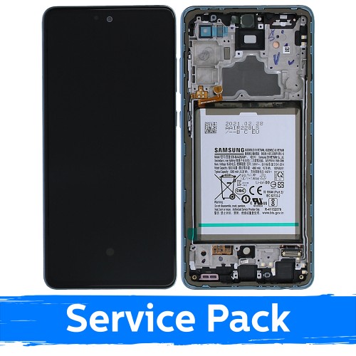 LCD Display Compatible With Samsung A725 A72 With Frame / Awesome Blue / (Service Pack) +INCLUDING BATTERY