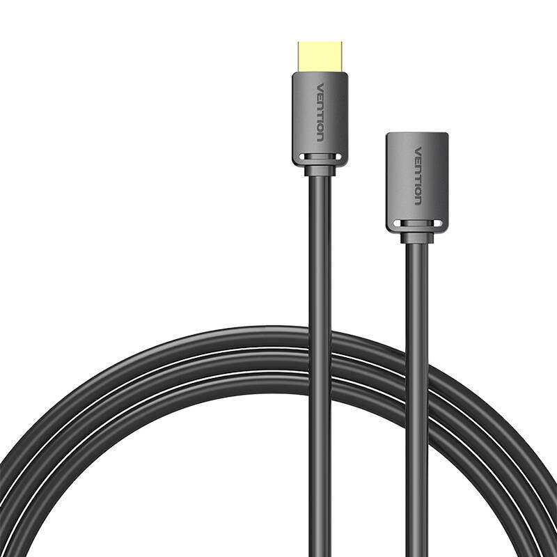HDMI 2.0 vīrišķā uz HDMI 2.0 sievišķā pagarinājuma kabelis Vention AHCBH 2m, 4K 60Hz, (melns)