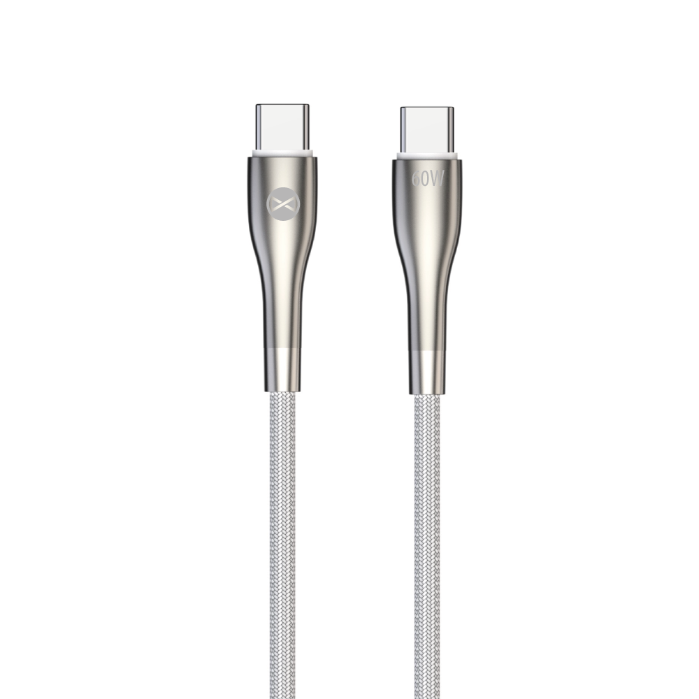 Forever Sleek kabelis USB-C - USB-C 1,0 m 60W balts