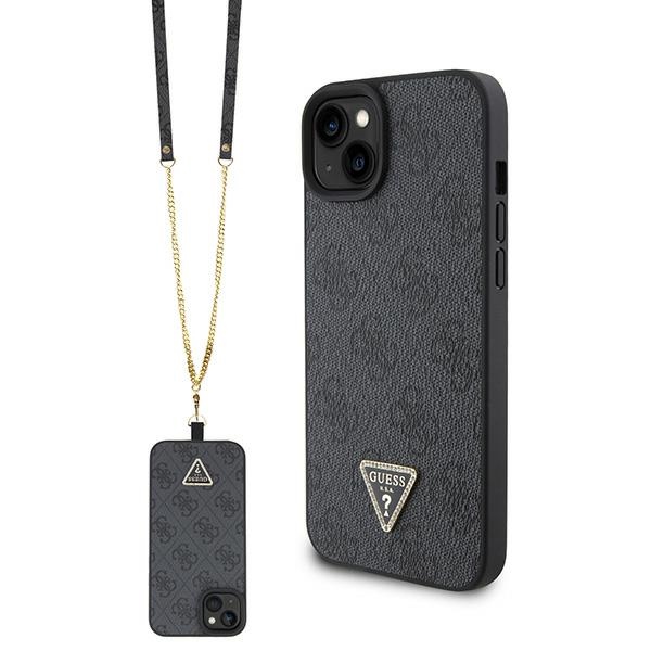 Guess GUHCP15MP4TDSCPK iPhone 15 Plus 6.7" melnais viedtālruņa apvalks Crossbody 4G ar metāla logotipu