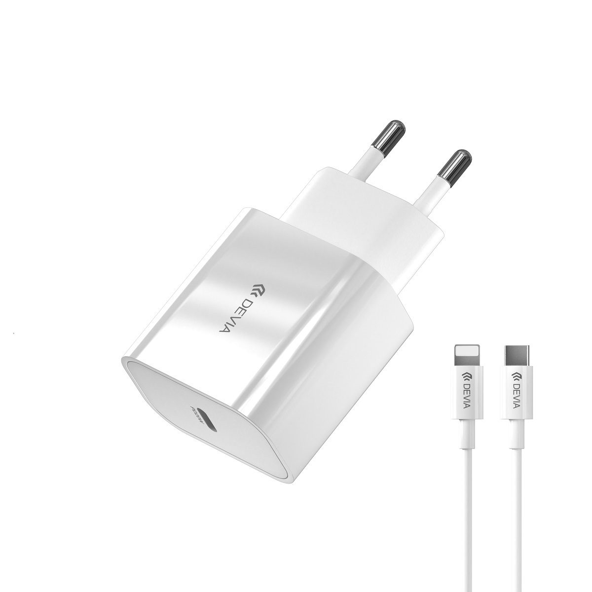 Devia sienas lādētājs Smart PD 1x USB-C 1x USB 20W balts