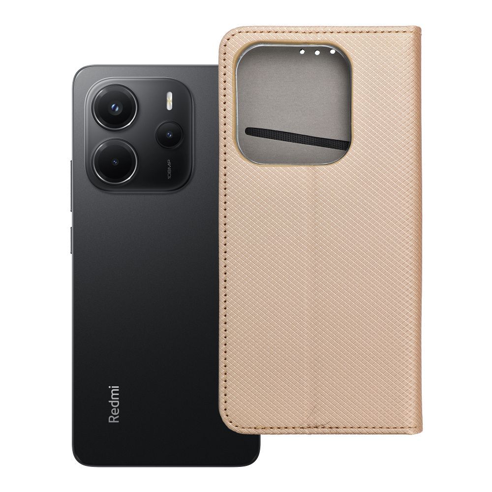 SMART CASE grāmatas tipa viedtālruņa apvalks XIAOMI Redmi Note 14 5G zelta