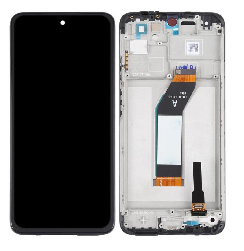 LCD ekrāns Xiaomi Redmi 10 2021 ar skārienjutīgo ekrānu un rāmi melns oriģināls (service pack)