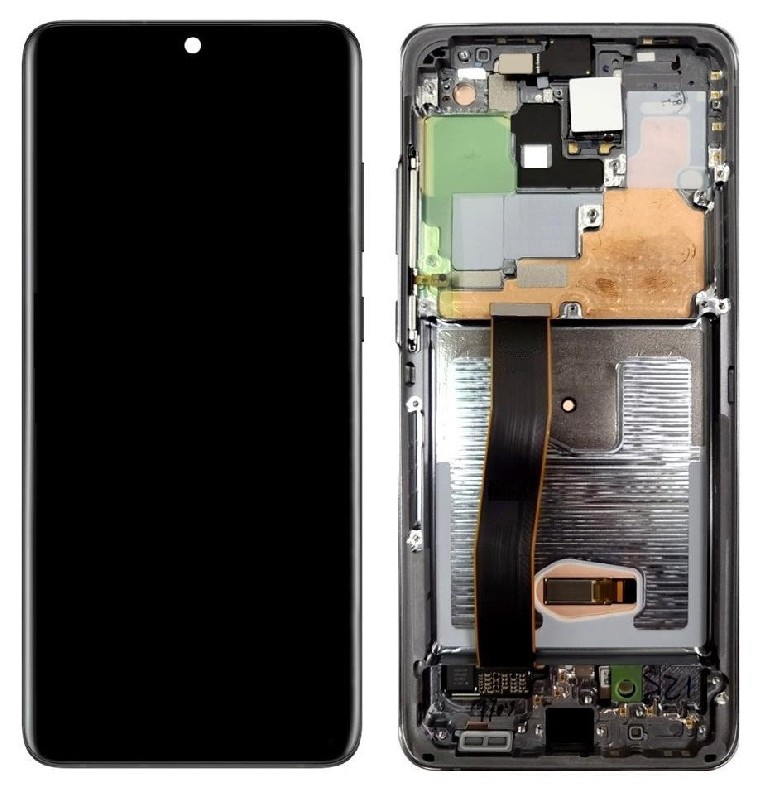 LCD ekrāns Samsung G988 S20 Ultra ar skārienjutīgu ekrānu un rāmi Cosmic Black oriģināls (lietots, Grade A)
